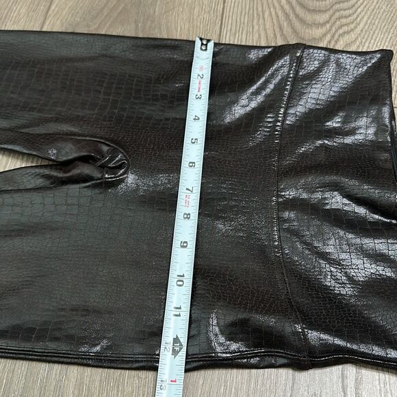 Spanx‎ Faux Leather Croc Shine Brown High Rise Leggings Size Small - Picture 7 of 10